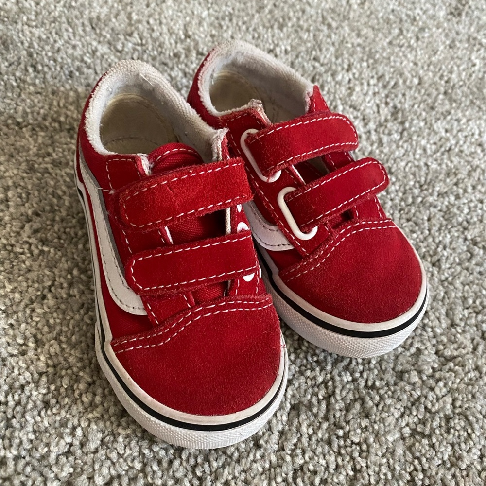 Red toddler old school vans